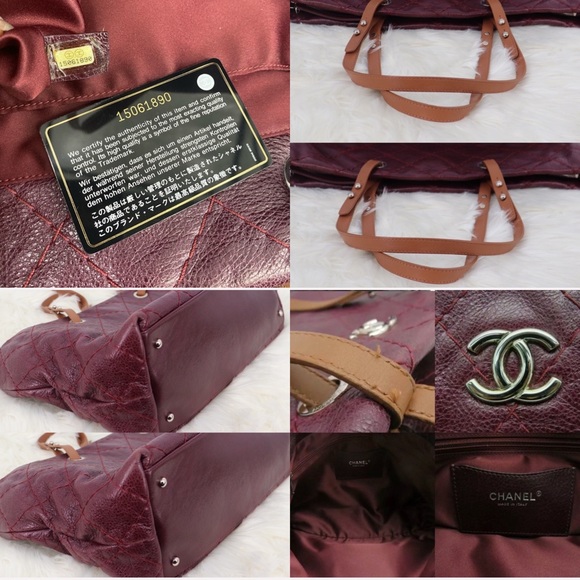 Quilted CC Shoulder tote Bag Calfskin Purple - Picture 8 of 8